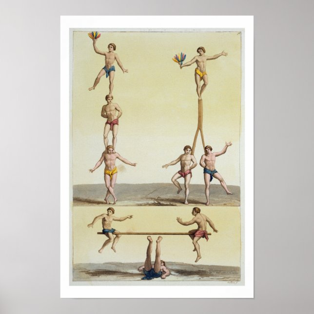 Mexicans Performing Gymnastics (colour litho) Poster (Front)