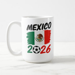 Mexico 2026 Soccer Fan Design with Football Coffee Mug