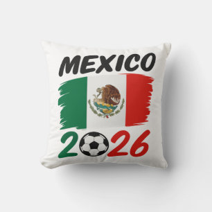 Mexico 2026 Soccer Fan Design with Football Throw Pillow