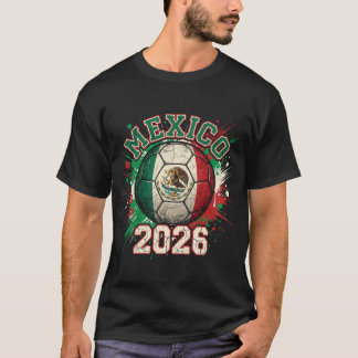 Mexico 2026 Soccer Vintage Flag Eagle Paint Splatt T-Shirt