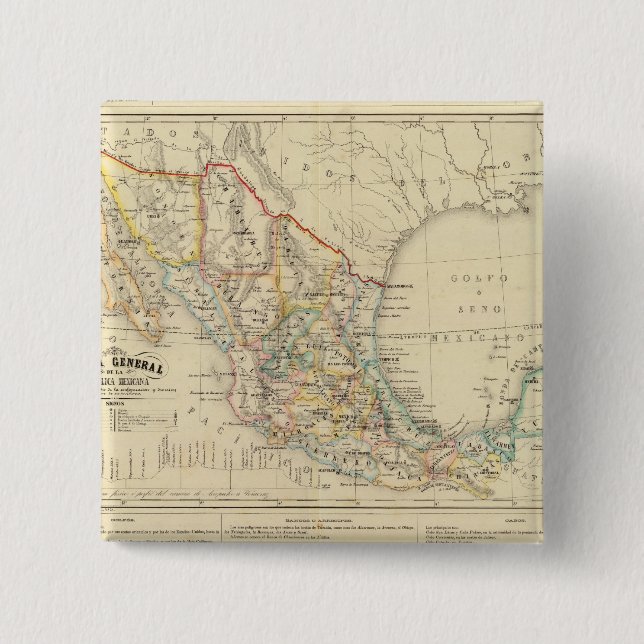 Mexico 2 Inch Square Button (Front)