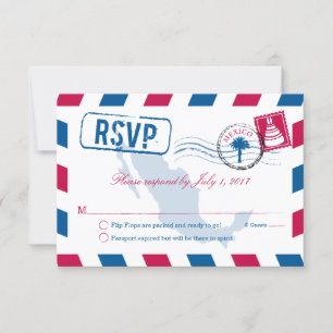 Mexico Airmail Wedding RSVP Card