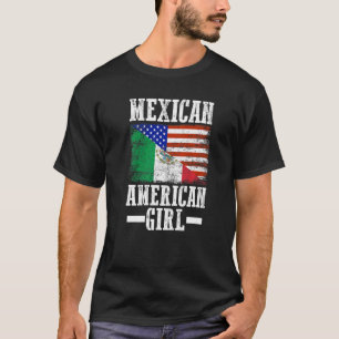 Mexico America Flag Patriotic Mexican American Gir T-Shirt