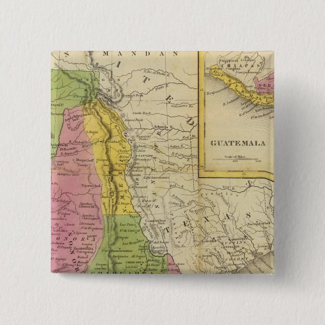 Mexico and Guatemala 2 Inch Square Button (Front)