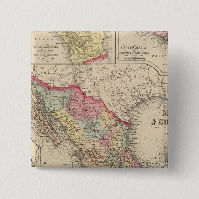 Mexico and Guatemala 4 2 Inch Square Button (Front)