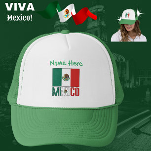 Mexico and Mexican Flag Green Personalization  Trucker Hat