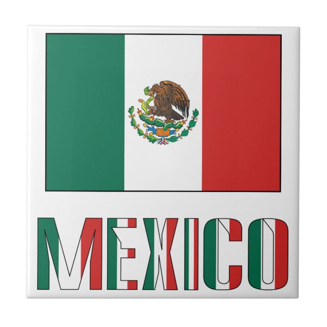 Mexico and Mexican Flag Tile (Front)
