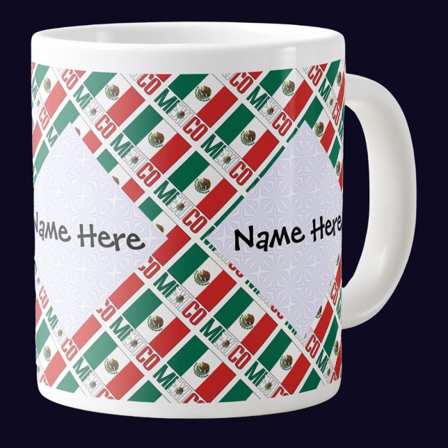 Mexico and Mexican Flag Tiled Personalized  Large Coffee Mug (Creator Uploaded)