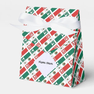 Mexico and Mexican Flag Tiled with Your Name Favor Box
