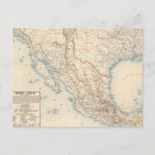 Mexico and Texas Map Postcard