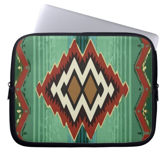 Mexico Aztec Print Vector Green Laptop Sleeve (Front)