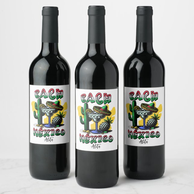 mexico bachelorette final fiesta wine label (Bottles)