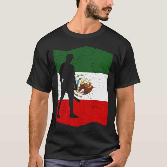 Mexico Baseball Flag for Mexican Baseball Fans Vin T-Shirt (Front)