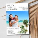 Mexico Beach Destination Photo Wedding Save The Date<br><div class="desc">Our "Pack Your Bags" Mexico Destination Beach Wedding Save the Date with Photo – the perfect way to whisk your loved ones away to the sun-kissed shores of Mexico for a wedding celebration like no other! Infuse excitement and anticipation into your guests with this unique and personalized photo save the...</div>