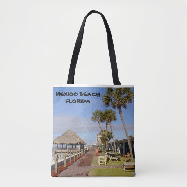 MEXICO BEACH FLORIDA SWING TIKI HUT TOTE BAG (Front)
