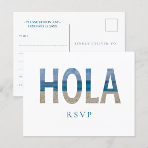 Mexico Beach Wedding Hola Photo RSVP Invitation Postcard