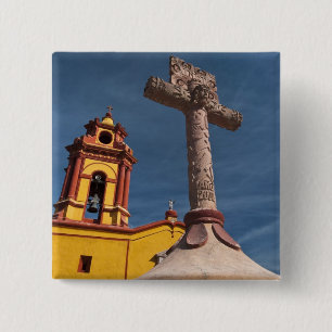 Mexico, Bernal. View of Iglesia de San Sebastian 2 Inch Square Button