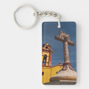 Mexico, Bernal. View of Iglesia de San Sebastian Keychain
