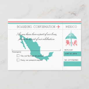 Mexico Boararding Pass Beach Hut RSVP