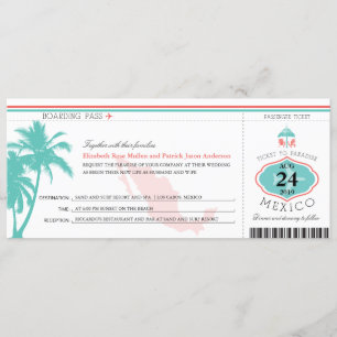 Mexico Boarding Pass Wedding Invitation