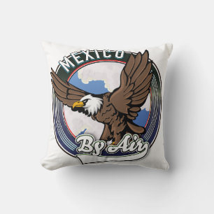 Mexico by air travel patch. throw pillow