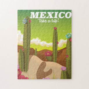 Mexico Cactus cartoon vacation print Jigsaw Puzzle