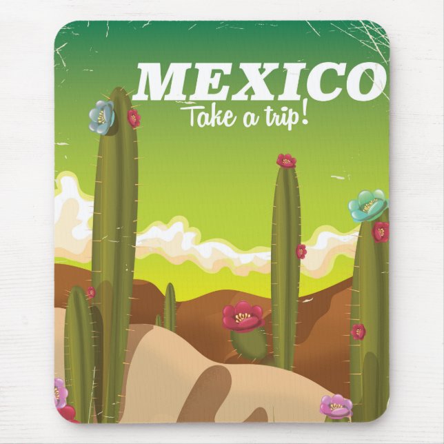 Mexico Cactus cartoon vacation print Mouse Pad (Front)