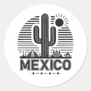 Mexico Cactus Classic Round Sticker