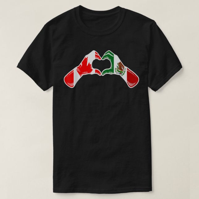 Mexico Canada Flag Mexican Canadian Heart T-Shirt (Design Front)