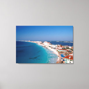 Mexico, Cancun, Aerial View Of Hotels Canvas Print