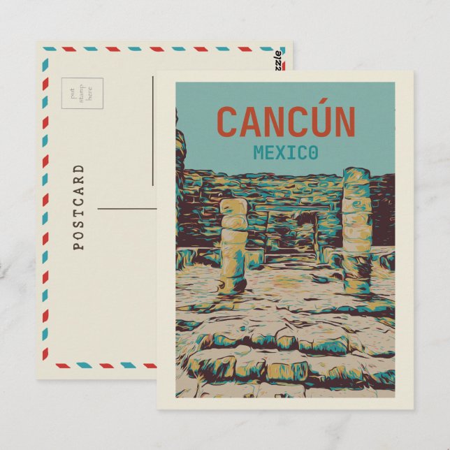Mexico, Cancún, Quintana Roo, Yucatán, Maya ruins  Postcard (Front/Back)