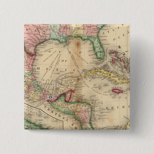 Mexico, Central America, West Indies 2 Inch Square Button (Front)