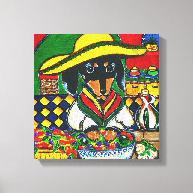 MEXICO CHEF DACHSHUND CANVAS PRINT (Front)