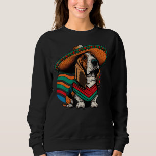 Mexico Cinco de Mayo Sombrero Mexican Basset Hound Sweatshirt
