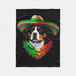 Mexico Cinco De Mayo Sombrero Mexican Bernese Moun Fleece Blanket