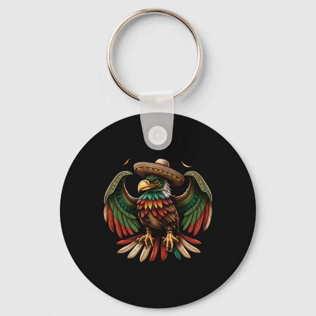 Mexico Cinco De Mayo Sombrero Mexican Eagle  Keychain (Front)
