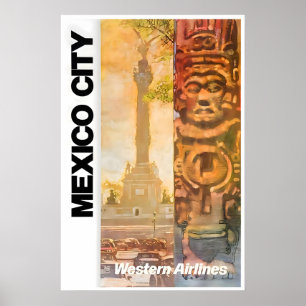 Mexico City Art Western Travel Poster Mexican