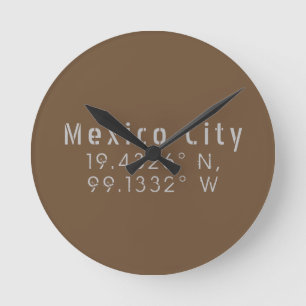 Mexico City Latitude Longitude Round Clock