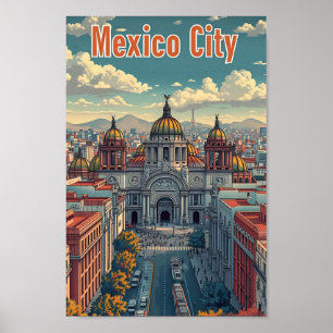 Mexico City Mexico Artistic Travel Illustration Poster