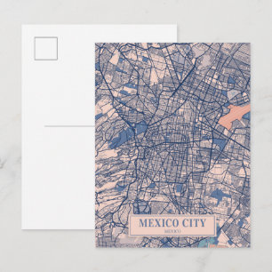 Mexico City Mexico Breezy City Map Travel Postcard