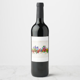 Mexico City Mexico Skyline Wine Label