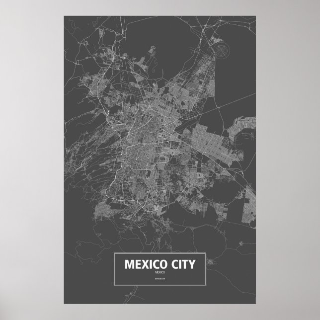 Mexico City, Mexico (white on black) Poster (Front)