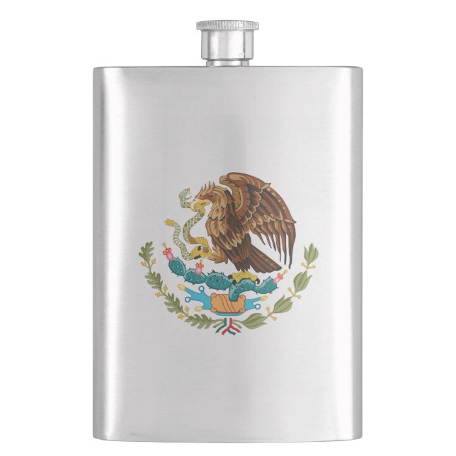 Mexico Coat of Arms - Flag of Mexico Hip Flask (Front)