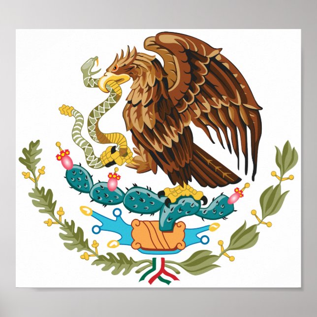Mexico Coat of Arms - Flag of Mexico Poster (Front)