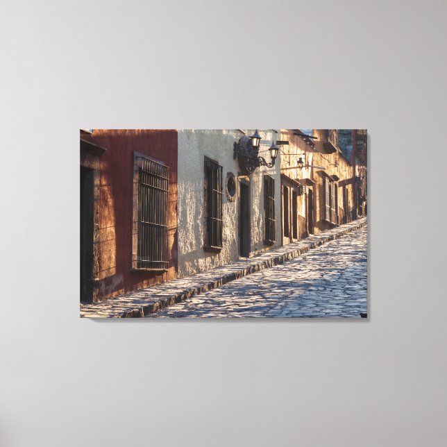Mexico Cobblestone Street Canvas Print (Front)