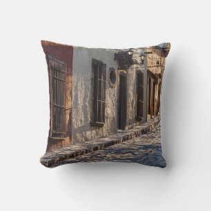 Mexico Cobblestone Street Throw Pillow
