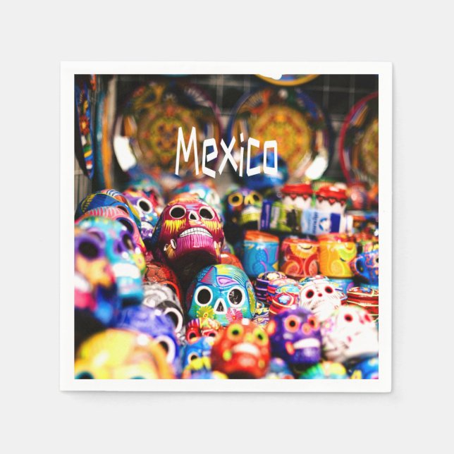 Mexico Colourful Bright skulls Napkin (Front)