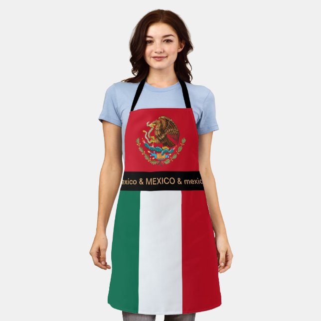 Mexico Cooking, Mexican Flag Chefs kitchen Apron (Worn)
