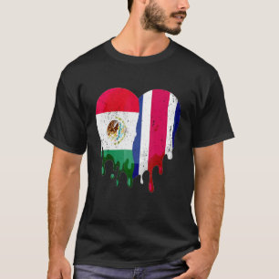 Mexico Costa Rica Flag Heart Citizen Grown Patriot T-Shirt