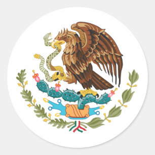 Mexico country coat arms symbol emblem eagle classic round sticker